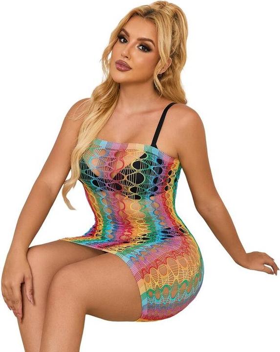 Image du produit Subblime 952365 Rainbow Bodystocking en filet avec épaules libres Une taille (Taille unique)