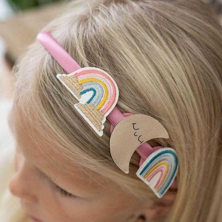 Produktbild Papierdrachen Haarschmuck Set – Haarreif mit Patches – Regenbogen
