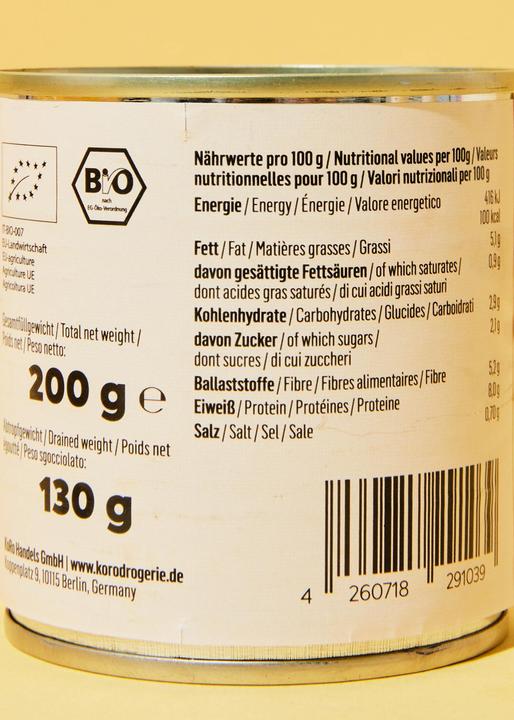 Nutritional values and ingredients KoRo Organic soya beans edamame with salt (1560 g)