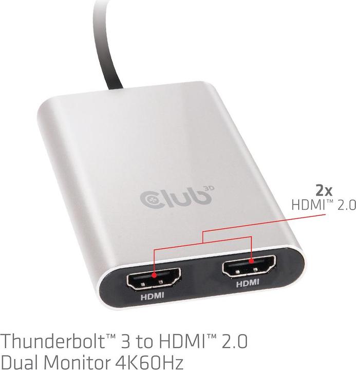 Produktbild Club 3D Thunderbolt 3 auf Dual HDMI 2.0 (HDMI, 20 cm)