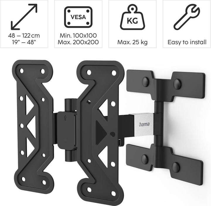 Actual product image Hama FULLMOTION "Ultraslim" - Bracket - for TV (Easy-Fix) (Wall, 48.03", 25 kg)
