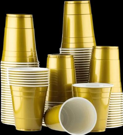 Produktbild MrPong Gold Beer Pong Becher - 50 Stk. goldene Plastikbecher (50 x)