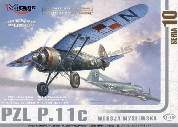 Actual product image Mirage Hobby PZL P-11 C Polish Air Force with resin and photoetched parts