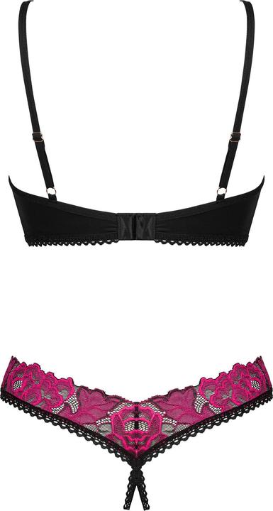 Actual product image Obsessive Crotchless Bra Set - Black/Purple (XS, S)