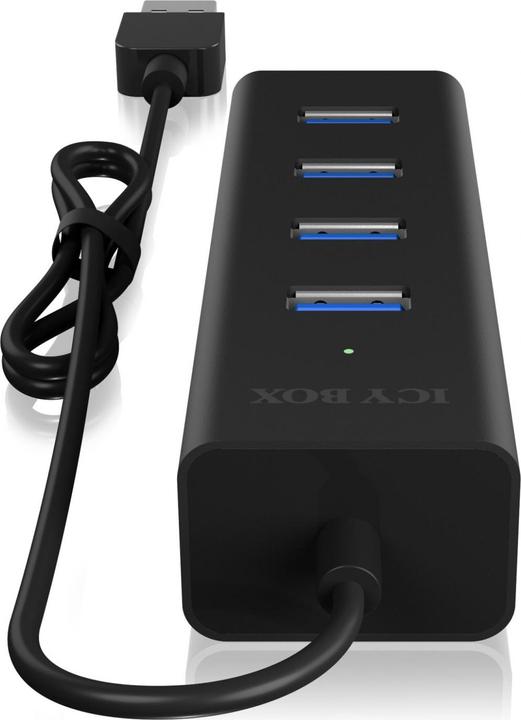 Produktbild Icy Box ICYBOX IB-HUB1409-U3 4x Port USB 3.0 Hub, Schwarz (USB-A, 4 Ports)