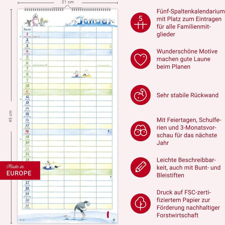 Actual product image Heye Familienplaner (21 x 45 cm, Hardcover, German)