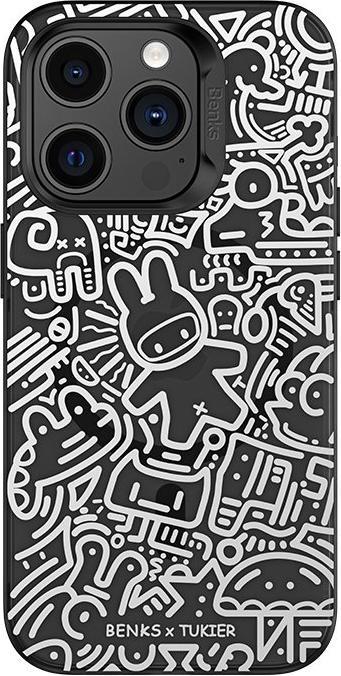 Immagine prodotto Benks Custodia collaborativa per iPhone 15 Pro - Nero Bianco Coniglio (Apple iPhone 15 Pro)