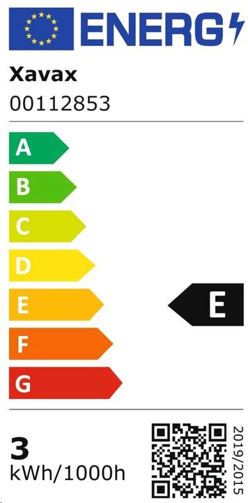Energy Label Xavax LED filament (E14, 2.20 W, 250 lm, 1 x, E)