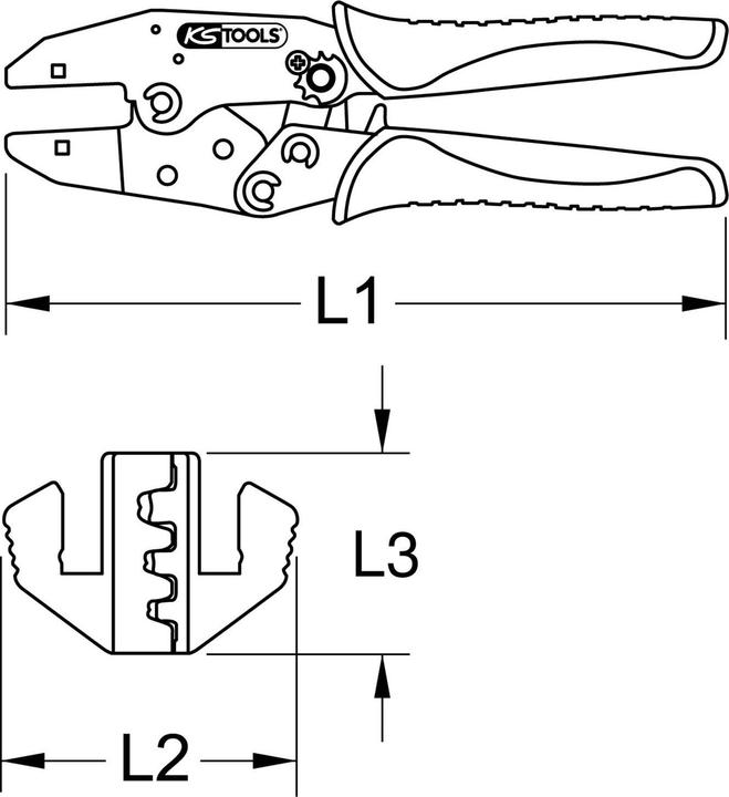 Produktbild KS Tools Werkzeuge-Maschinen GmbH Crimpzange für AMP Superseal Typ 1,5 (115.1515) (220 mm)