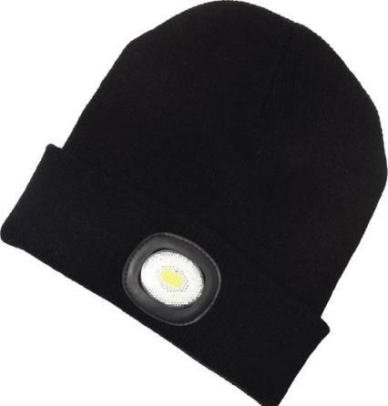 Produktbild C.K Magma Beanie-Mütze mit integrierter Stirnlampe, LED, Wiederaufladbar, 80lm, Schwarz (80 lm)