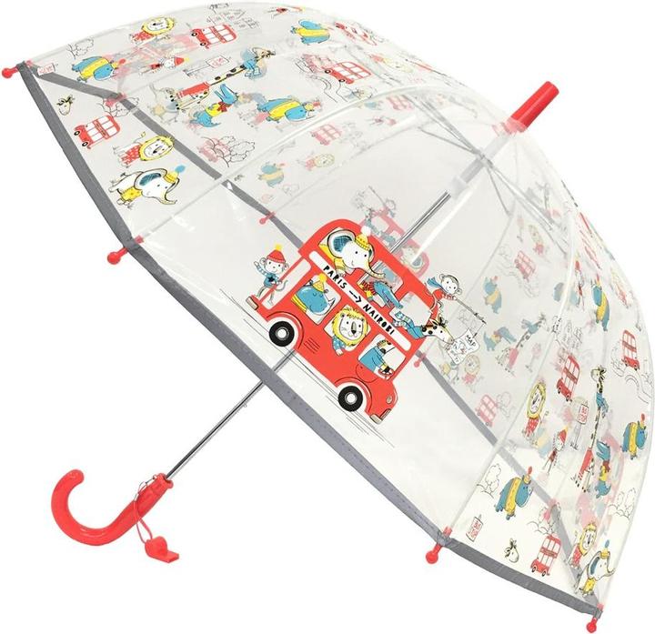 Actual product image Smati Umbrella for children, transparent, bell, fluorescent edge, bus animals, one size
