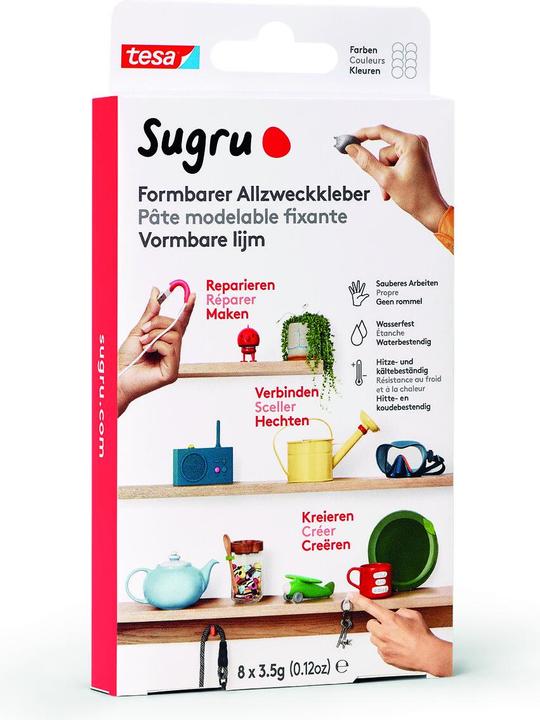 Produktbild Sugru by tesa Sugru 8x Formbarer Allzweckkleber, vielseitige Klebeknete zum Dekorieren, Kleben & Reparieren (28 g)