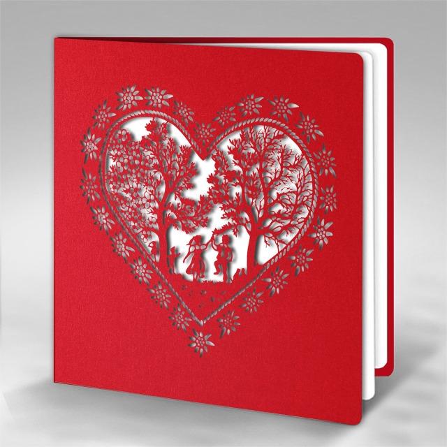 Immagine prodotto Hervorragend Scherenschnitt Karte Herz Hochzeit rot weiss (1 pz.)