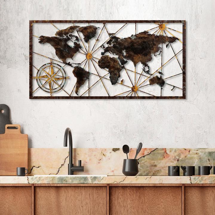 Produktbild Wallxpert Metal World Map (120 x 60 cm)
