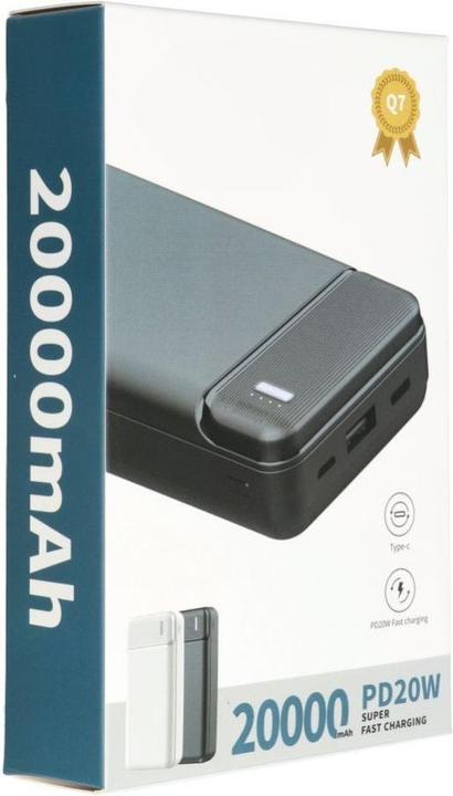 Image du produit Puridea Power bank powerbank 20000 mAh PD QC3.0 3A 20W Q7 black (20000 mAh, 20 Wh)