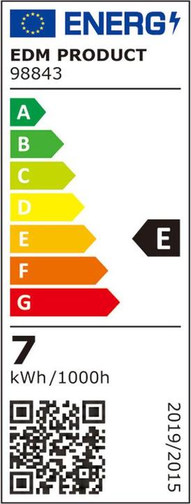 Energie-Label EDM LED-Lampe 98843 E 60 W E14 800 lm Röhrenförmig (6400 K) (E14, 60 W, 800 lm, 1 x, E)