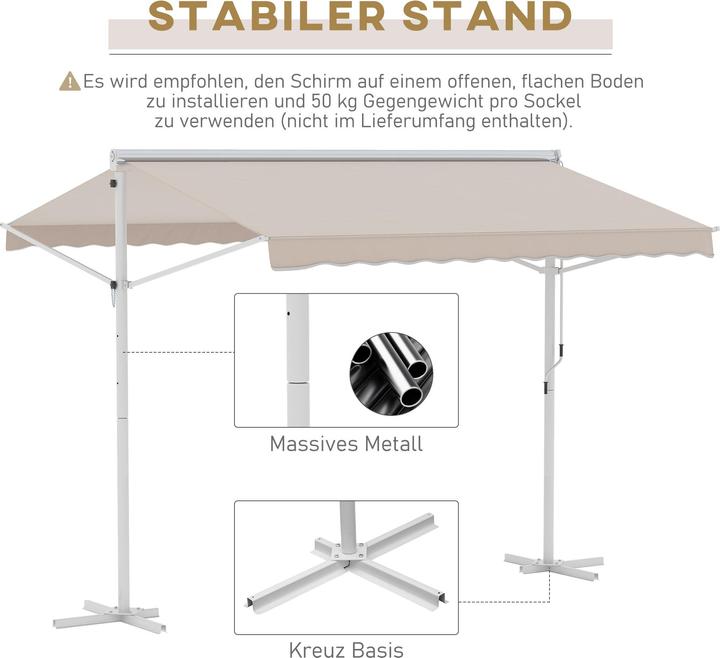 Produktbild Outsunny Standmarkise mit Kurbel (2.94 m)