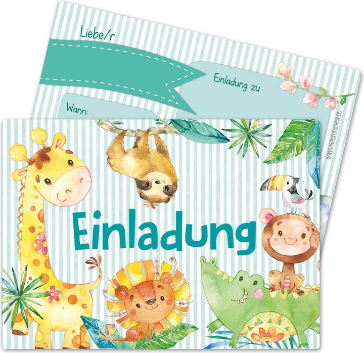 Immagine prodotto Papierdrachen 12 Biglietti d'invito di compleanno - Animali dell'Africa (12 pz.)