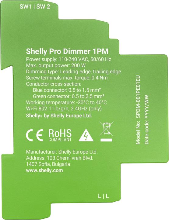 Valori nutrizionali e ingredienti Shelly Pro Dimmer 1PM