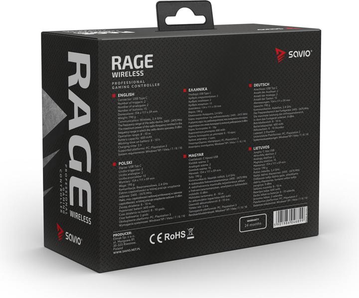 Produktbild Savio Gamecontroller Rage (PS3, PC)