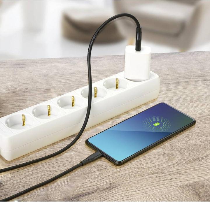 Actual product image Renkforce USB cable USB 3.2 Gen1 3.0 3.1 USB-C plug 2.00 m Black (2 m, USB 3.2 Gen 1, 15 W)