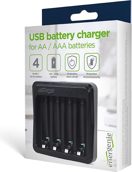 Image du produit Gembird Chargeur de piles USB ENERGENIE pour piles AA/AAA Noir (1 pcs, AAA, AA, Chargeurs sans batterie)