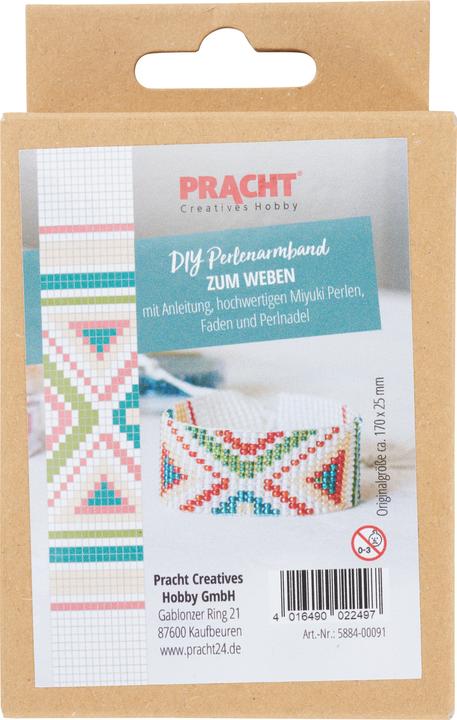 Image du produit Magni DIY bracelet de perles tissé blanc/vert/orange 170x25mm