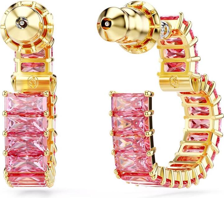 Produktbild Swarovski Matrix Kreolen Baguette Schliff Herz Klein Rosa Gold (Swarovski Metall)
