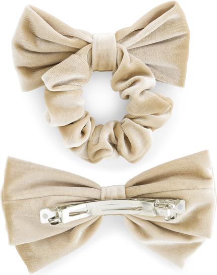 Image du produit Trisa Cheveux - Velvet Scrunchie & Bow Hair Clip Sand (Blasons)