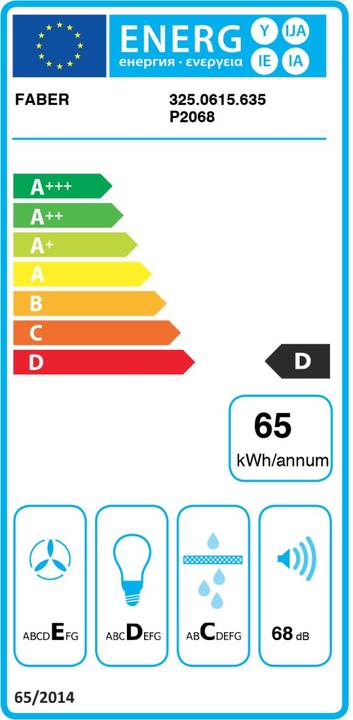 Etichetta energetica S.p.A. Stilo Smart X A90 Cappa aspirante a parete Acciaio inossidabile 435 m/h D (Cappuccio)