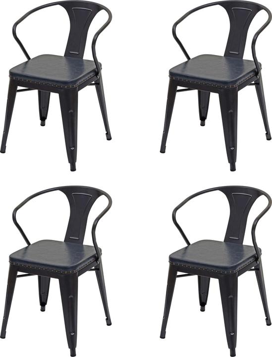 Produktbild Swisshandel24 4x Esszimmerstuhl HWC-H10d, Stuhl Küchenstuhl, Chesterfield Metall Kunstleder Industrial Gastronomie