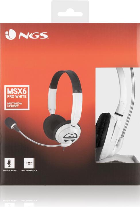 Actual product image NGS MSX6 Pro Headphones Wired Headband Calls/Music White (Cable)