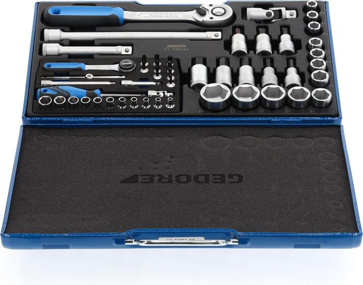 Produktbild Gedore 19 V20 U-10 Steckschlüssel-Satz 1/4"+1/2" 50-teilig 4-30 mm (19 mm, 6 mm, 12 mm, 24 mm, 14 mm, 22 mm, 5.5 mm, 10 mm, 27 mm, 7 mm, 17 mm, 11 mm, 5 mm, 15 mm, 30 mm, 8 mm, 9 mm, 4.5 mm, 13 mm, 4 mm)