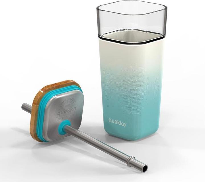 Actual product image Quokka Cube glass 540 ml - drinking container with straw - Teal Gradient (0.54 l)