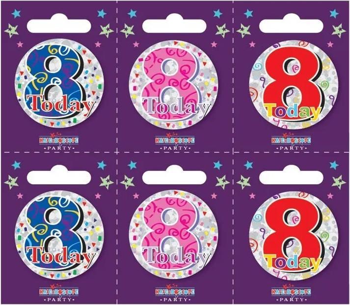 Apac Heute 8. Geburtstag Abzeichen (6er Pack)