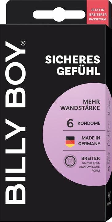 Produktbild Billyboy Billy Boy «Sicheres Gefühl» 6 grosse, anatomische Power-Kondome für starken Sex (6 Stk.)