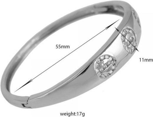 Immagine prodotto Hermex LUSSO Bracciale Bangle Placcato Platino Charms Zirconia - Platino (Lega di rame-nichel)