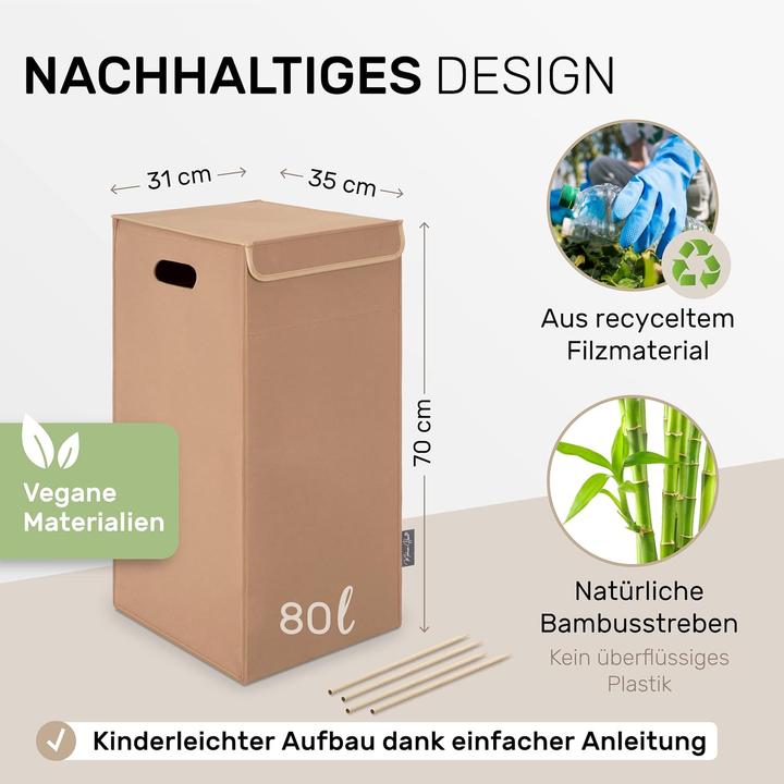 Produktbild Mahewa Wäschekorb mit Deckel (80 l)