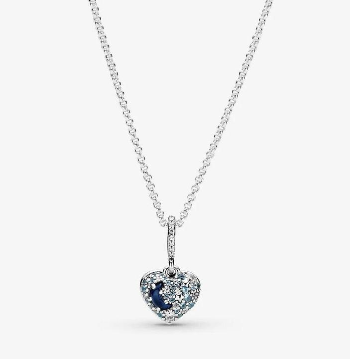 Produktbild Pandora Sparkling Blue Moon & Stars Heart (Silber 925, Stein, 50 cm)