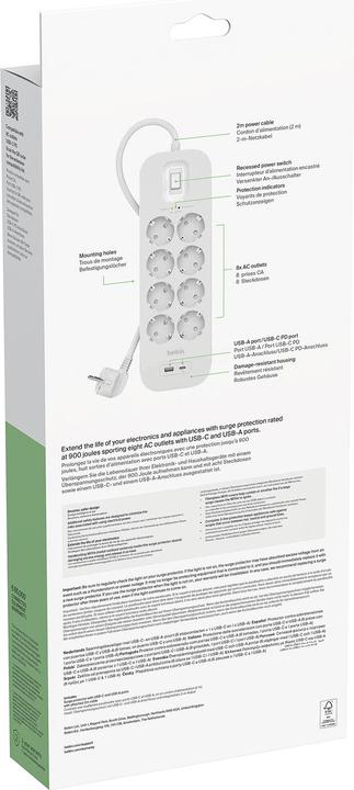 Image du produit Belkin Protection contre les surtensions Surgemaster (8 x, 2 m)