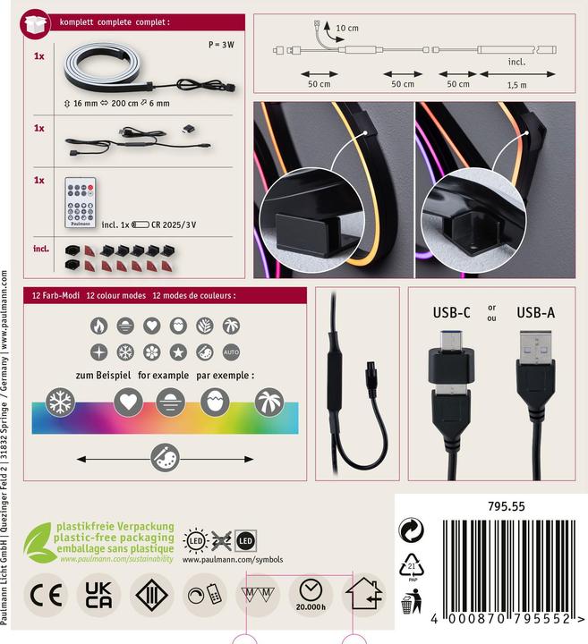 Actual product image Paulmann EntertainLED Hose Black Neon (RGB, 150 cm, Indoor)