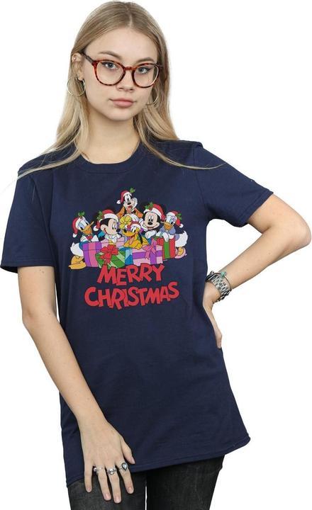 Actual product image Disney Womens/Ladies Mickey Mouse And Friends Christmas Cotton Boyfriend T-Shirt (XL)