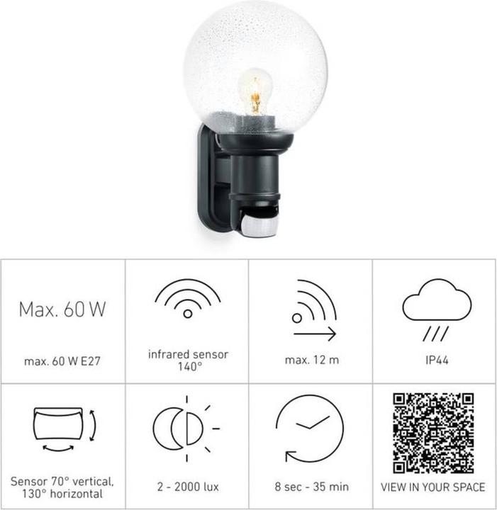 Actual product image Steinel Exterior wall light with movement (E27, IP44)