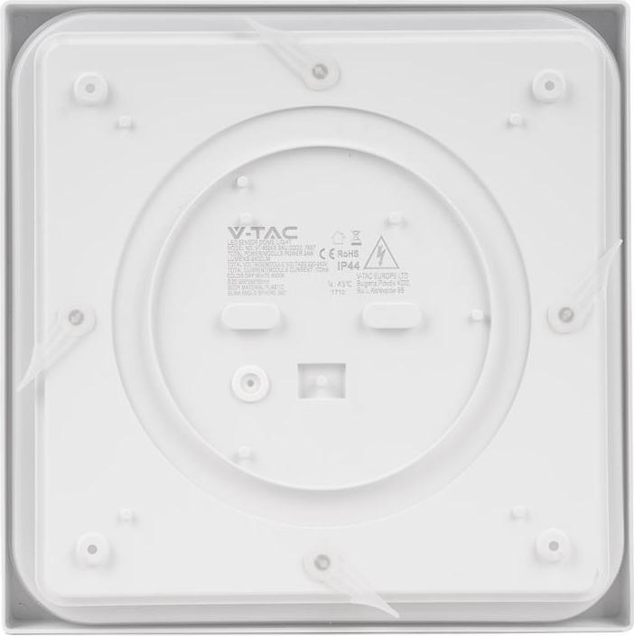 Produktbild V-TAC Plafon 24W LED Kwadrat IP44 Czujnik Ruchu Mikrofalowy 30x30cm Biały VT-8624SW-SQ 4000K 2400lm (4 m)