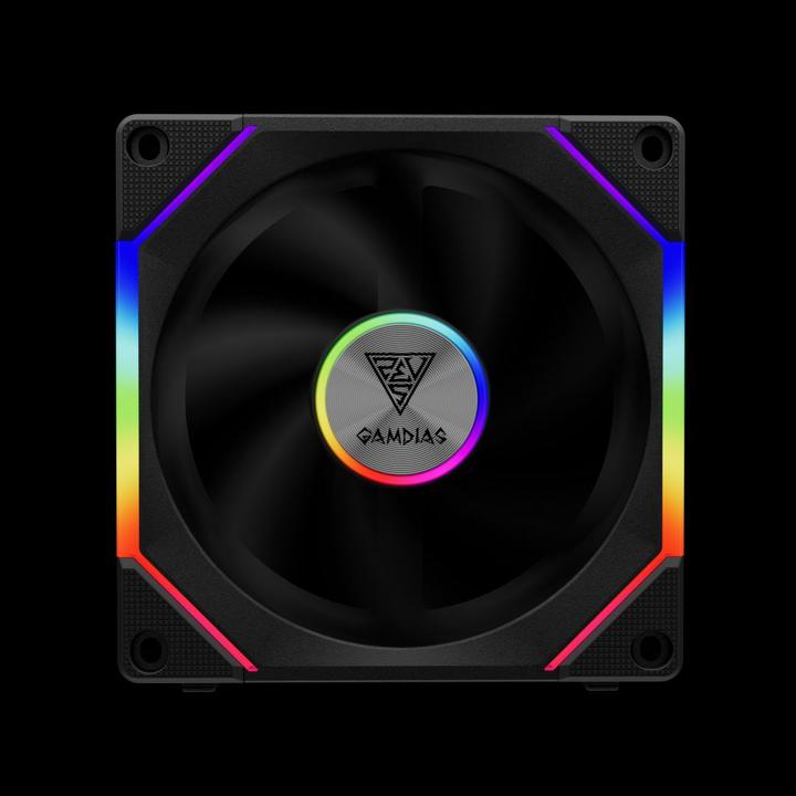 Actual product image Gamdias Lot de 3 Ventilateurs de boitier Aeolus P2U RGB - 12cm (Noir) (120 mm)