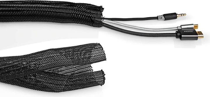 Produktbild Nedis Kabelmanagement | Hülse | 2.00 m | 1 Stück | max. Kabeldicke: 30 mm | Nylon | Schwarz (Kabeldurchlass, 200 cm)