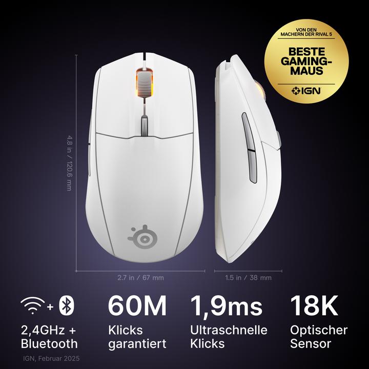 Actual product image SteelSeries Rival 3 WL Gen 2 - White (Wireless)