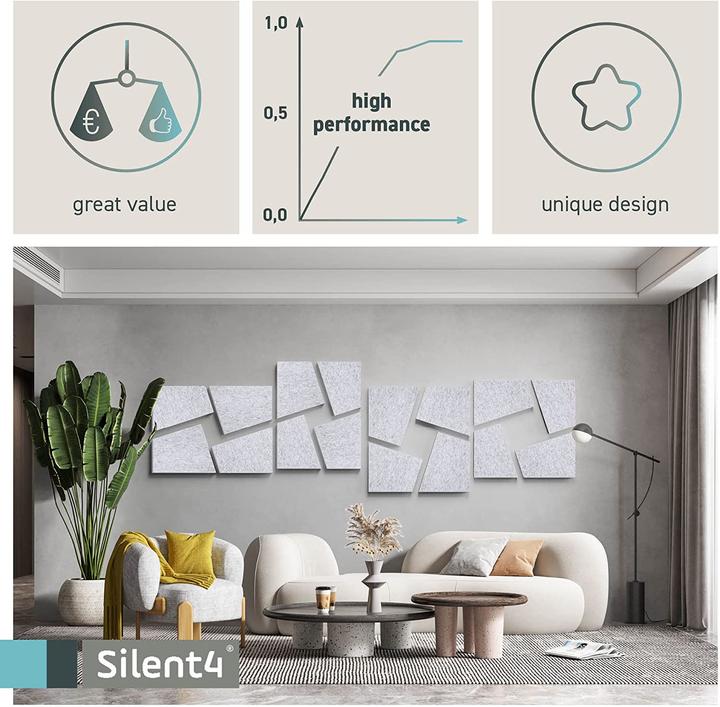 Actual product image Silent4 Sound absorber wall set Little16, light grey (16 pcs.)
