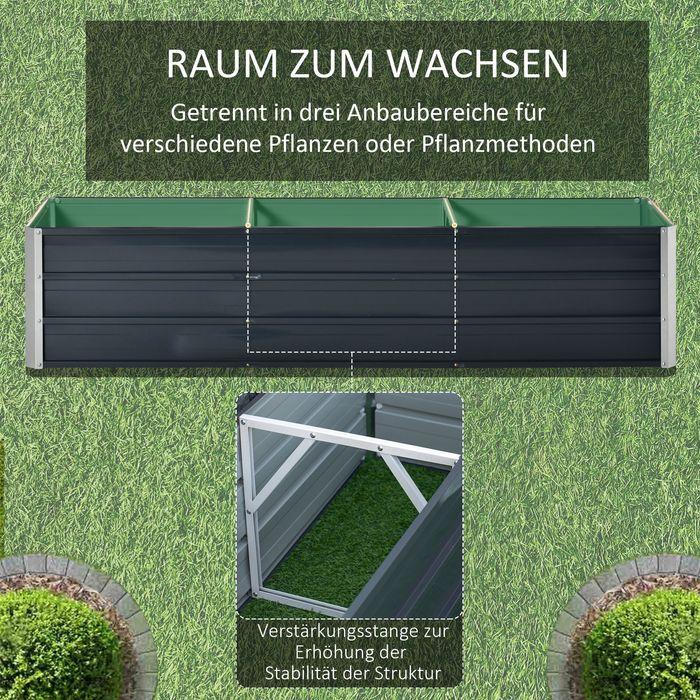 Actual product image Swisshandel24 Steel raised bed XXL garden bed planter box with gloves, dark grey, 183x47x40cm