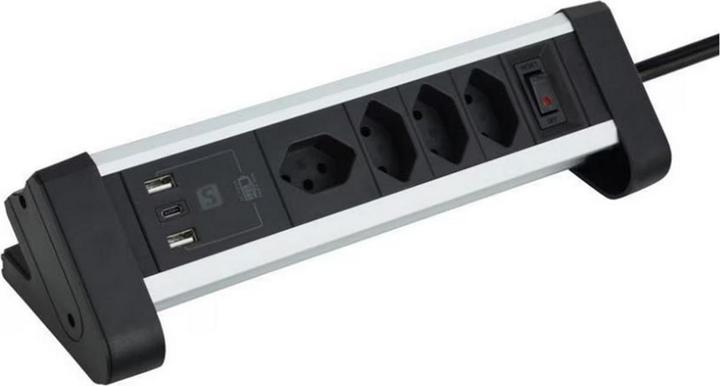 Actual product image Schönenberger ALU table socket strip (7 x, Type 13, 2.20 m)